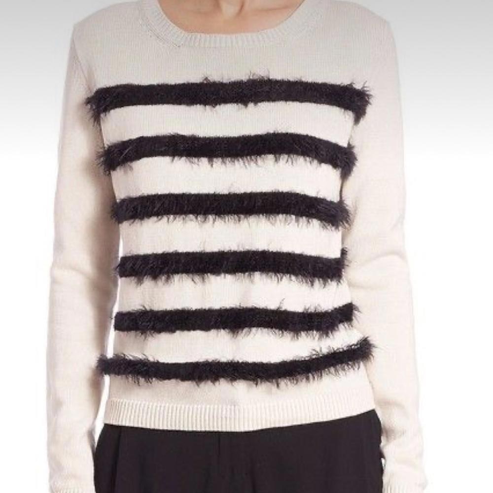 Weekend Max Mara Black and Cream Textured Stripe Sweater - Picture 2 of 10